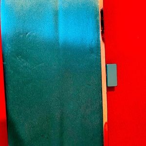 Turquoise satin clutch (no chain strap)